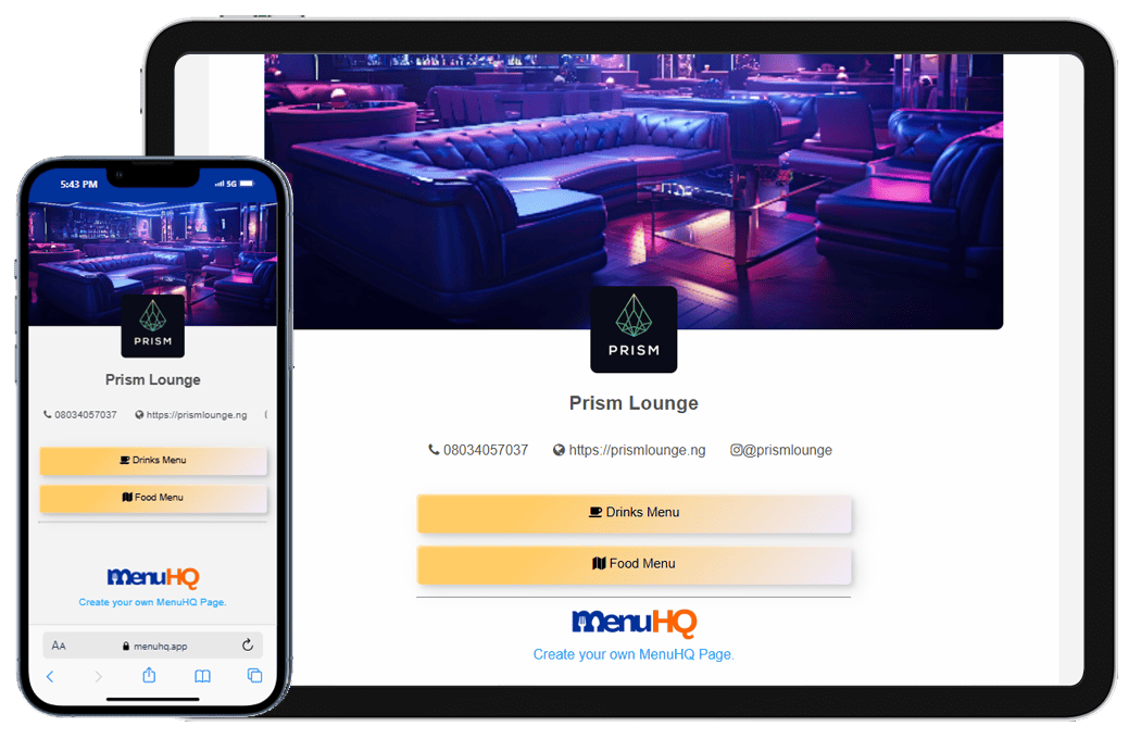 MenuHQ Sample Landing Pages